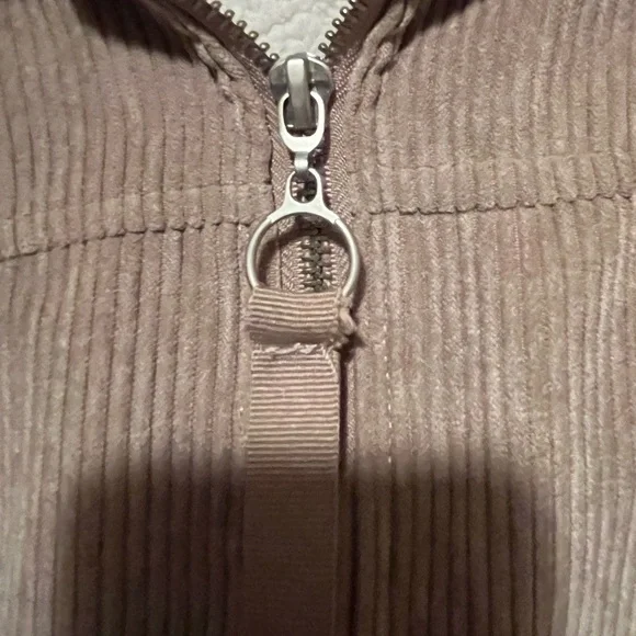 Ashley Sunrise Collection Corduroy Sherpa Hoodie Jacket Taupe Medium - Picture 6 of 7